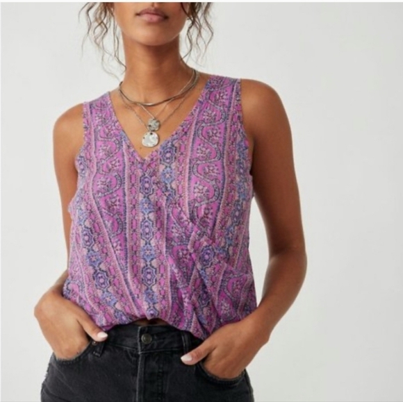 FREE PEOPLE Printed Your Twisted Tee / Summer Bloom Combo Sz M NWT MSRP $68 - Picture 1 of 5